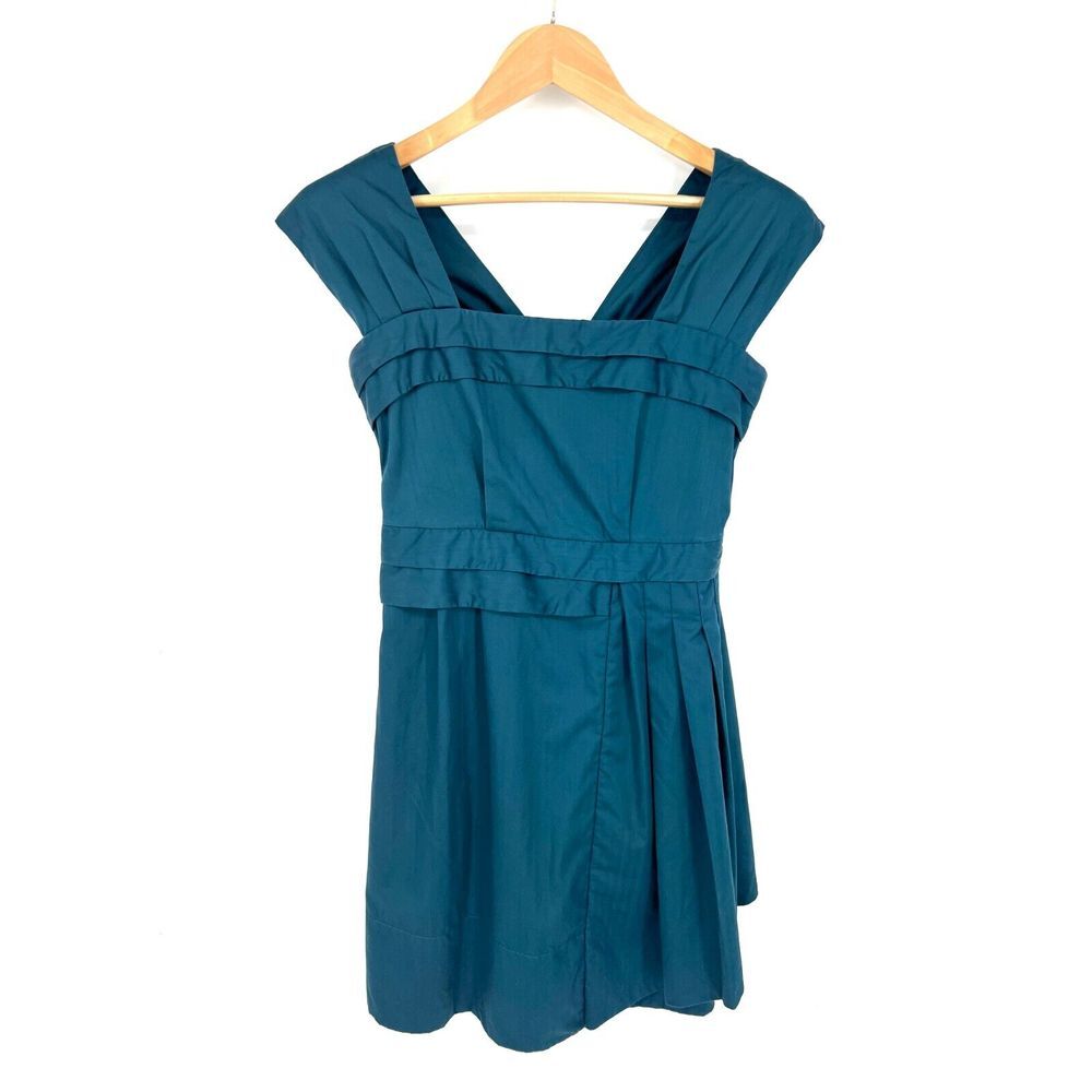 MARC BY MARC JACOBS Cocktail Dress Womens Size 4 Teal Fit & Flare Pleated Zip